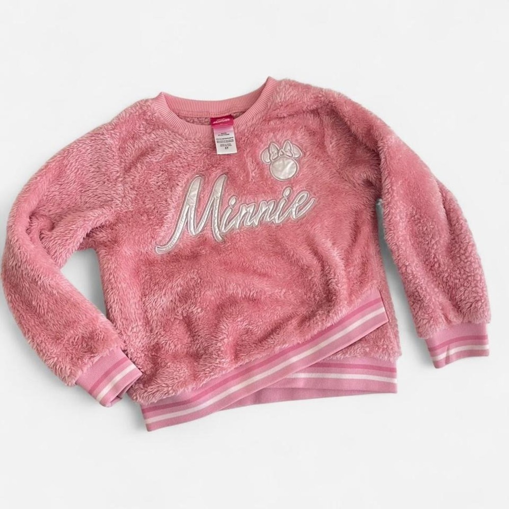 Disney Minnie Mouse Pink Fleece Sweatshirt Girls 5T Pullover Hoodie